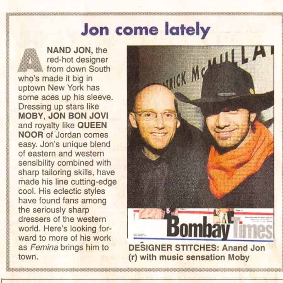 Anand Jon Bombay Times Article Dec1