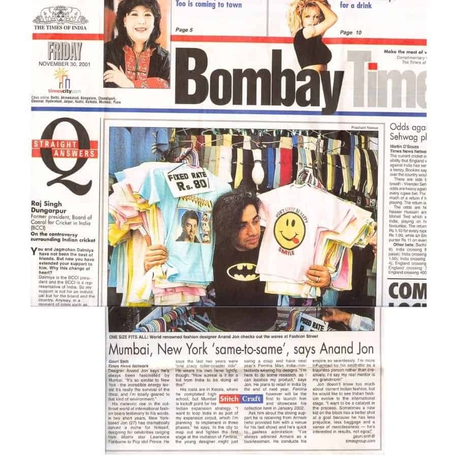 Anand Jon Bombay Times CoverDec 2k1