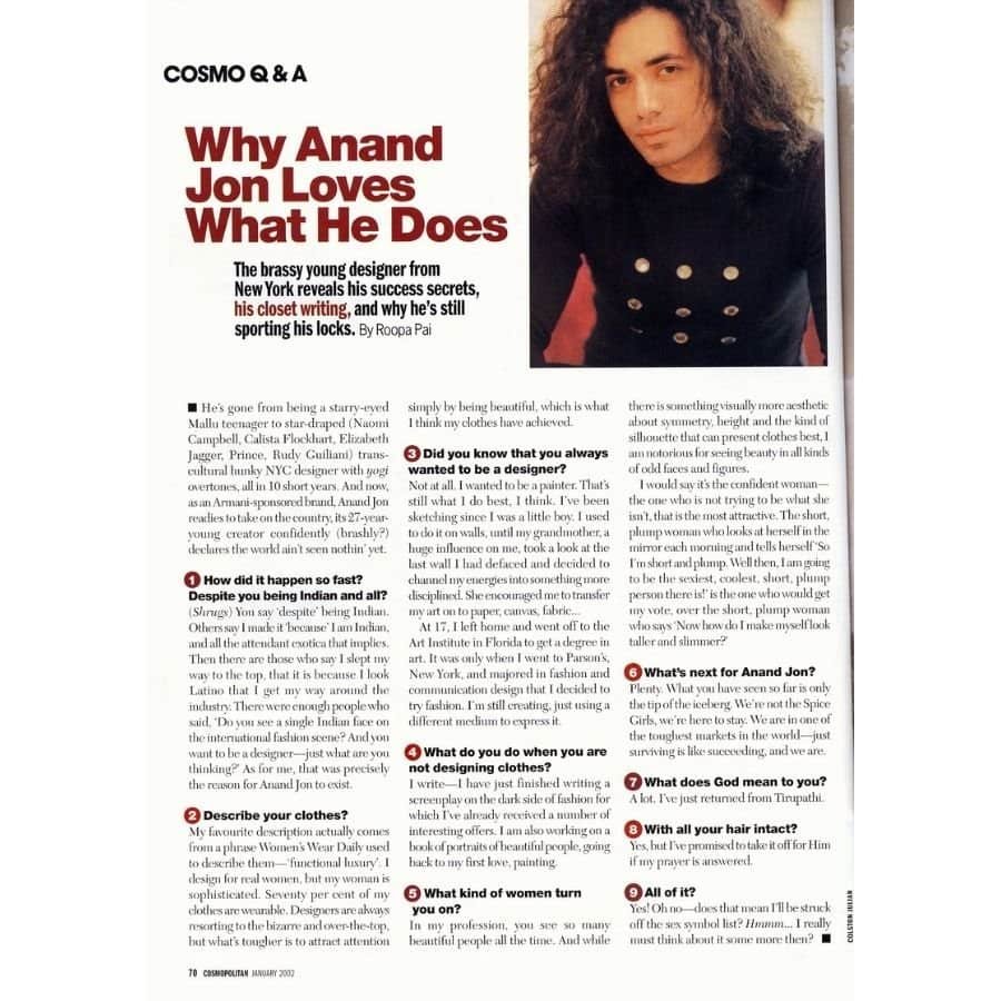 Anand Jon Cosmopolitan Article Jan 02