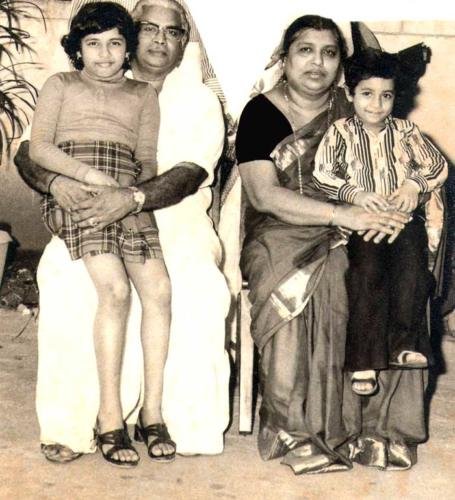 Anand Jon n sister with grand parents