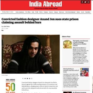 Convicted fashion designer Anand Jon sues state prison claiming assault behind bars